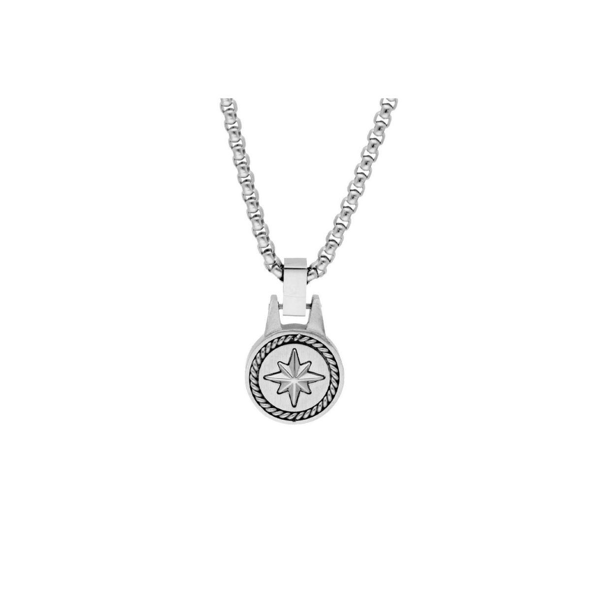 LISKA STEEL PENDANT WITH WINDS ROSE MTC135CD