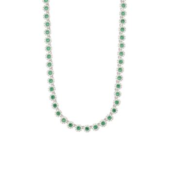Collaret de tennis ajustable per a dona en plata rodiada amb maragdes sintètiques i circonites blanques