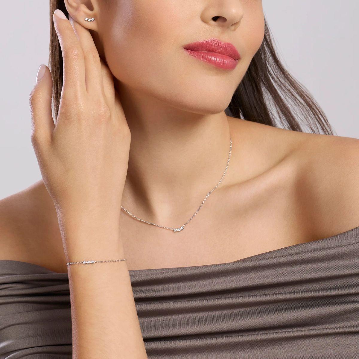 MABINA SILVER NECKLACE WITH CULTIVATED DIAMOND 0.08CT TOTAL F VS 553814