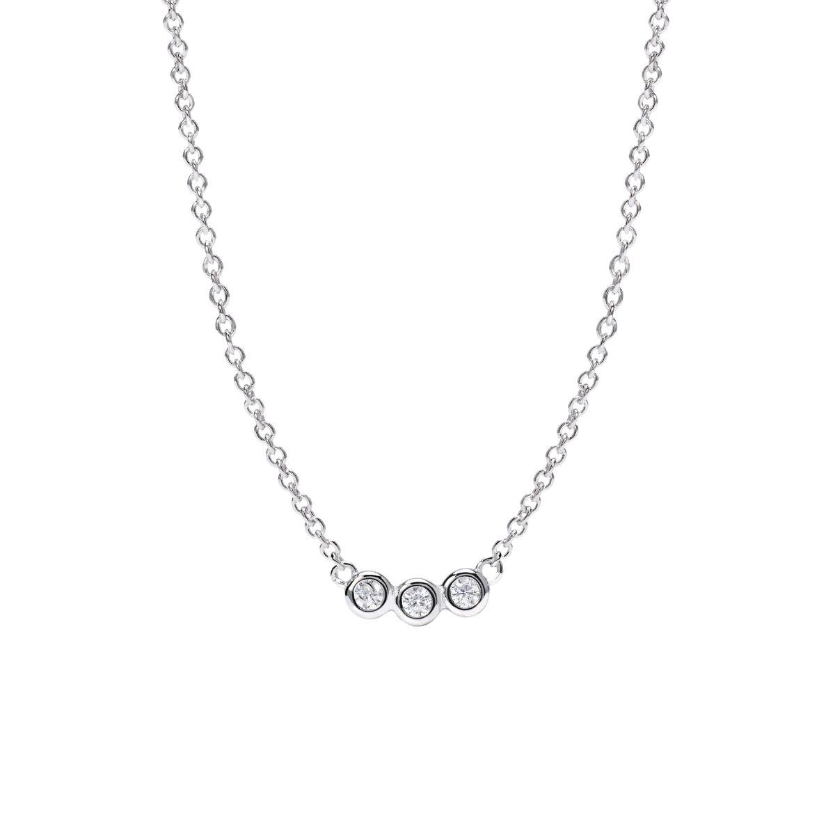 Silver choker necklace with 3 lab-grown diamonds by Mabina Gioielli