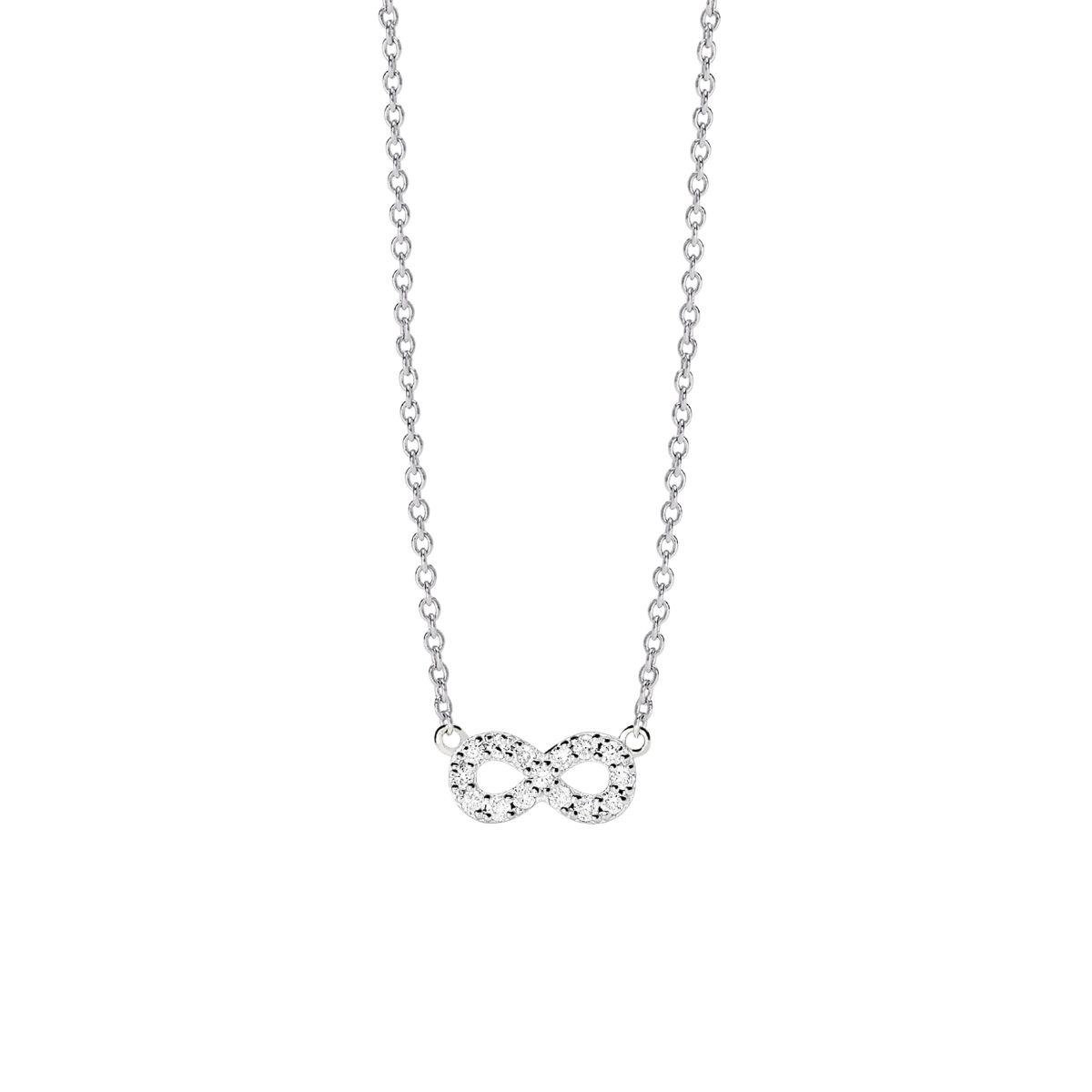 Infinity-shaped necklace in silver with lab-grown diamonds by Mabina Gioielli