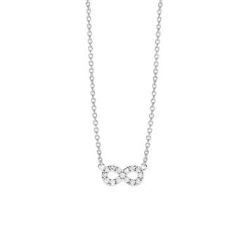 Infinity-shaped necklace in silver with lab-grown diamonds by Mabina Gioielli
