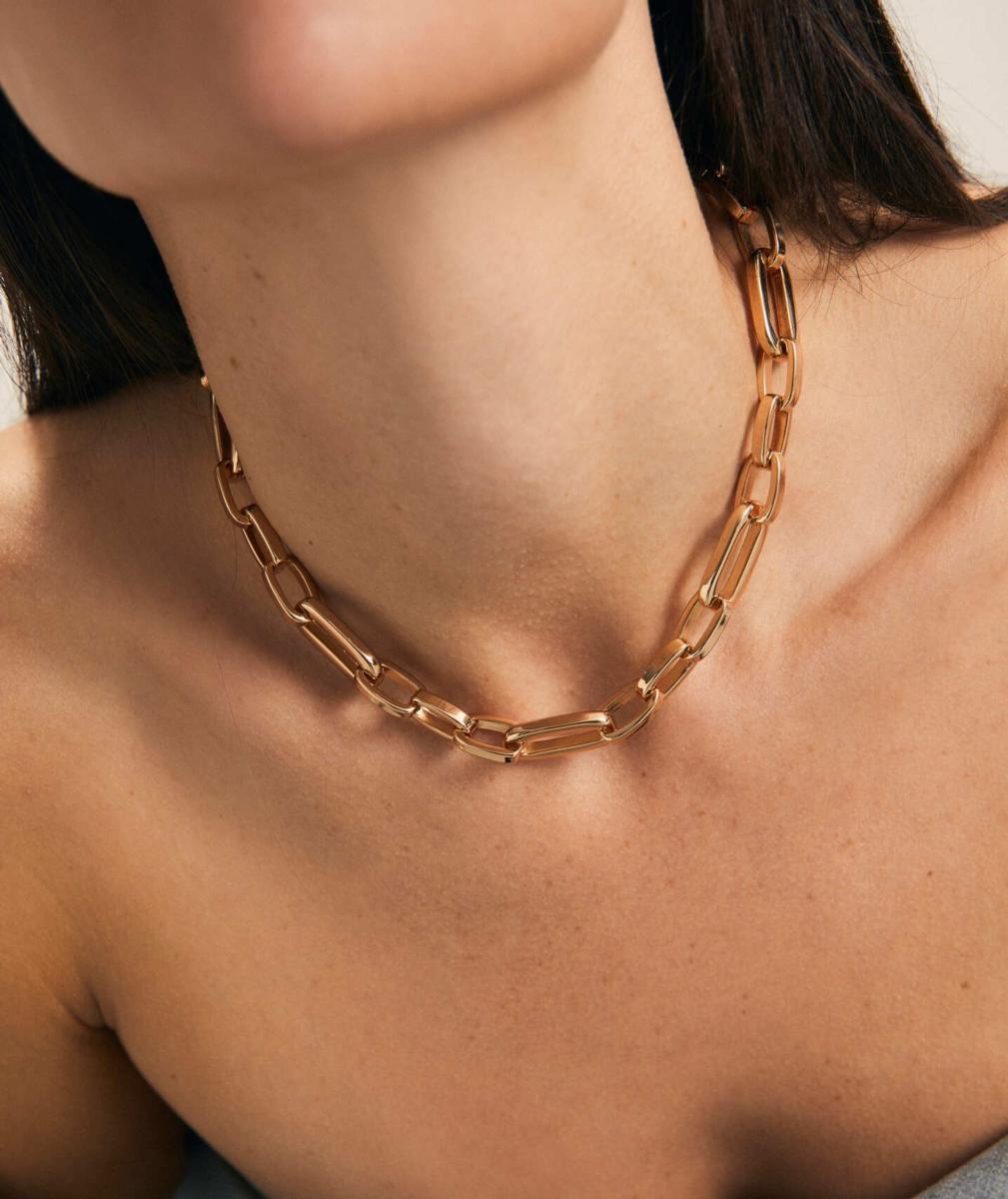 COLLAR VIDAL Y VIDAL BAÑADO EN ORO DE ESLABONES ALARGADOS X9641140