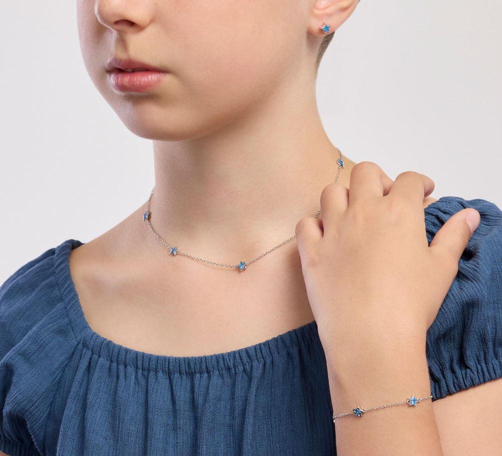 Mabina Junior silver bracelet with blue star-shaped cubic zirconia 533915