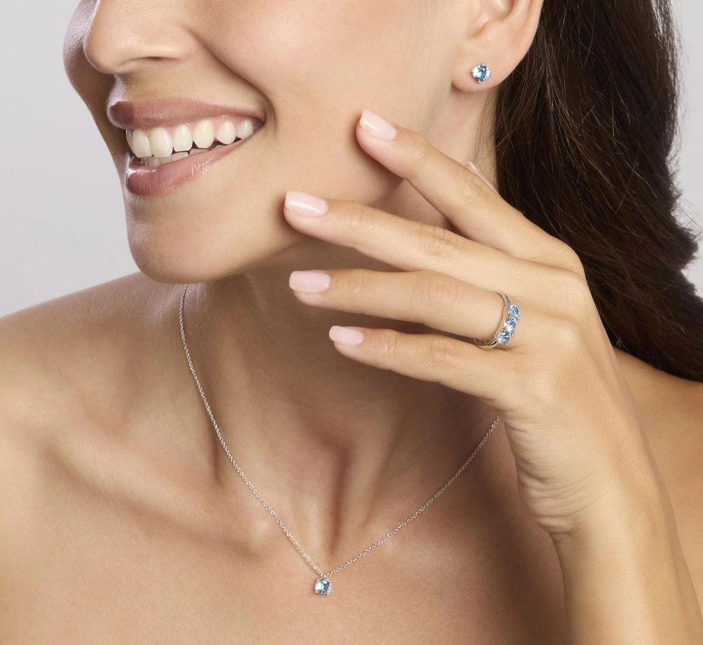 Mabina Silver and Synthetic Aquamarine Earrings 563740