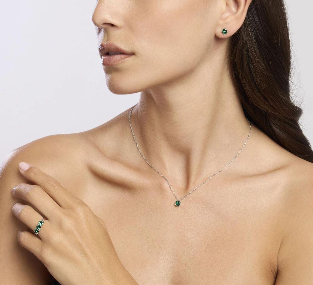 Mabina Silver and Synthetic Emerald Pendant 553670
