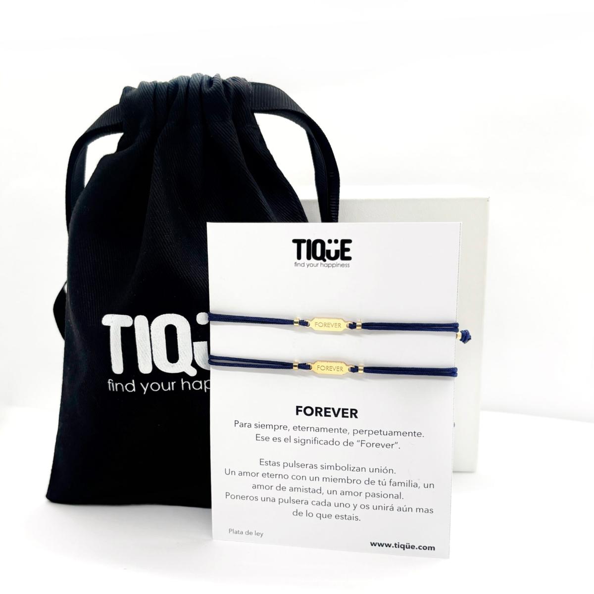 PACK PULSERAS TIQÜE BARCELONA CON PLACA DE PLATA BAÑADA EN ORO 