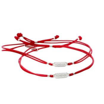 PULSERA TIQÜE BARCELONA PLACA FOREVER PLATEADA FOREVER-ROJOP