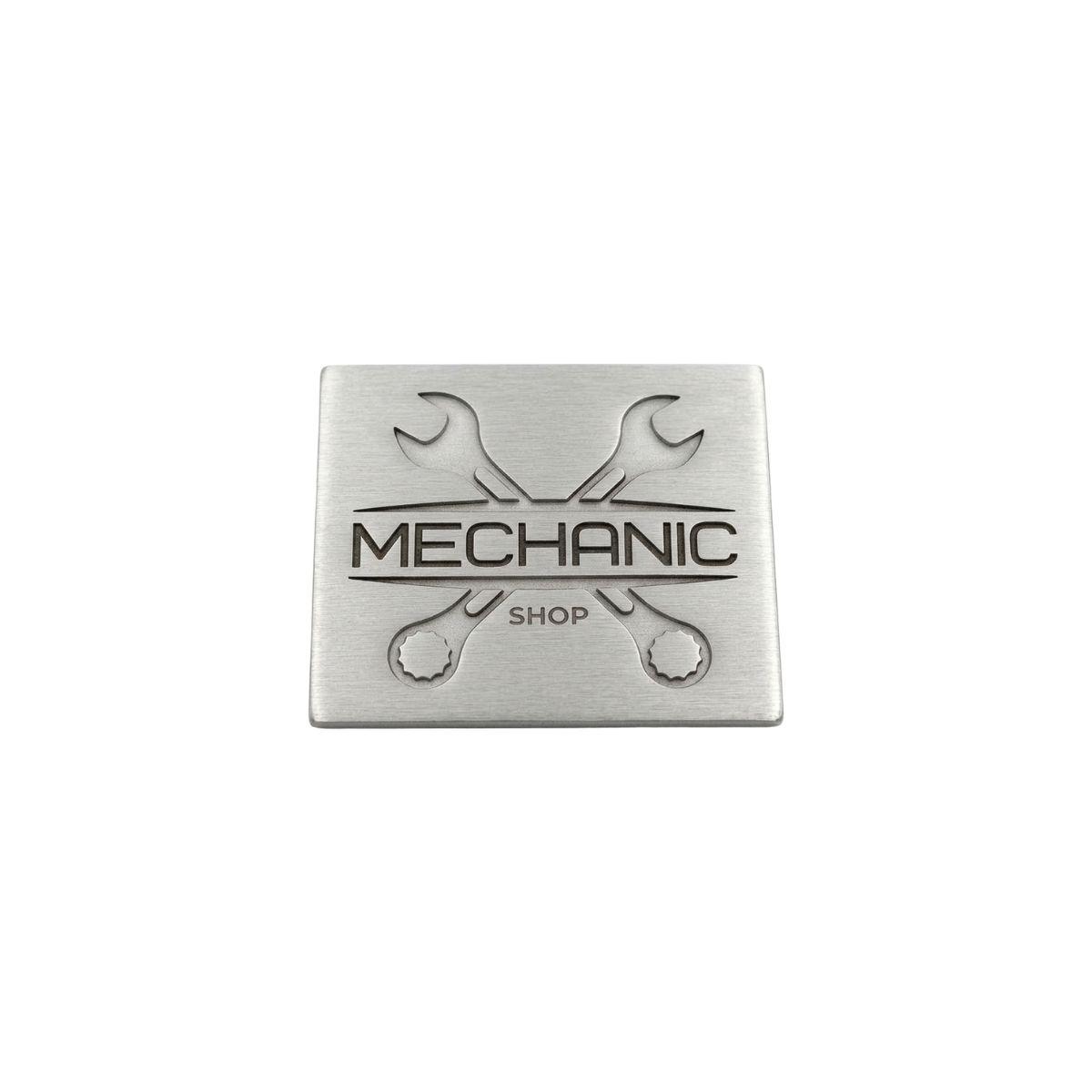 Personalized square silver pin. We customize any image, logo, or emblem.