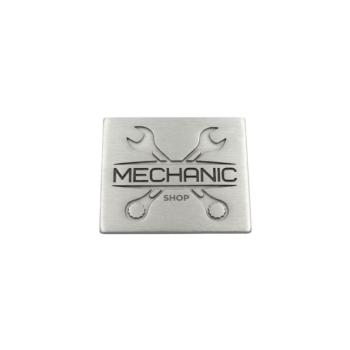 Personalized square silver pin. We customize any image, logo, or emblem.