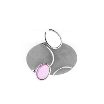 colgante plata ovalado pedra rosa
