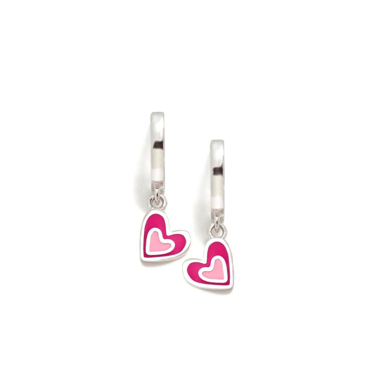 PENDIENTES AGATHA RUIZ DE LA PRADA AROS DE PLATA Y ESMALTE CON CORAZON TONOS ROSA 025DIV