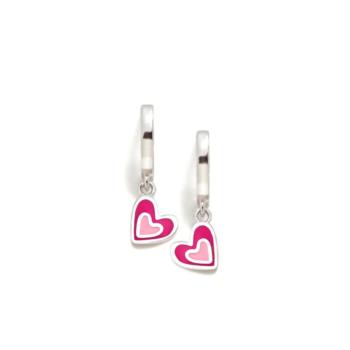 PENDIENTES AGATHA RUIZ DE LA PRADA AROS DE PLATA Y ESMALTE CON CORAZON TONOS ROSA 025DIV