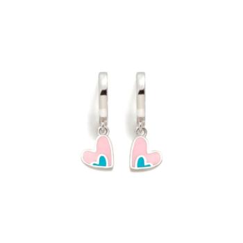 PENDIENTES AGATHA RUIZ DE LA PRADA AROS DE PLATA Y ESMALTE CON CORAZON ROSA Y AZUL 028DIV
