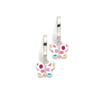 PENDIENTES AGATHA RUIZ DE LA PRADA AROS DE PLATA Y ESMALTE CON MARIPOSA TOPOS MULTICOLOR 039DIV