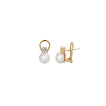 PENDIENTES VIDAL & VIDAL BAÑADOS EN ORO DE 18 KTS CON CIRCONITAS Y PERLA CULTILVADA G1942B
