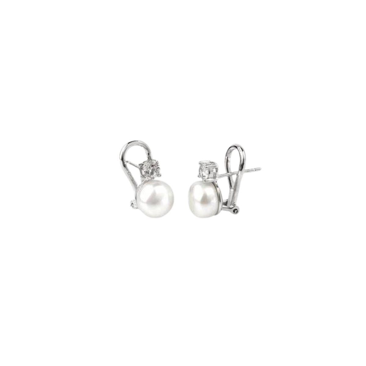 PENDIENTES VIDAL & VIDAL BAÑO DE PLATA CON CIRCONITAS Y PERLAS CULTIVADAS R2035C