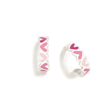 PENDIENTES AGATHA RUIZ DE LA PRADA AROS DE PLATA Y ESMALTE DE CORAZONES ROSA 005DEG