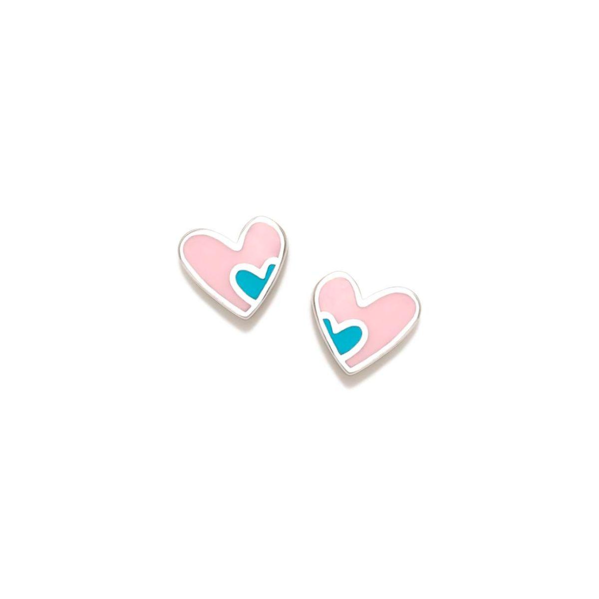 PENDIENTES AGATHA RUIZ DE LA PRADA DE PLATA Y ESMALTE DE CORAZON ROSA Y AZUL 009DIV