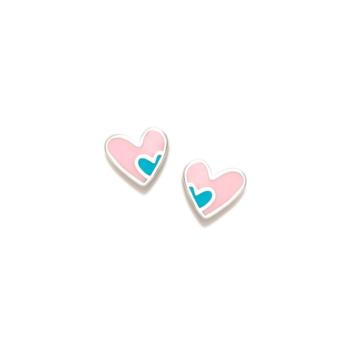 PENDIENTES AGATHA RUIZ DE LA PRADA DE PLATA Y ESMALTE DE CORAZON ROSA Y AZUL 009DIV