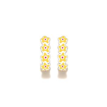 PENDIENTES AGATHA RUIZ DE LA PRADA AROS DE PLATA Y ESMALTE DE FLORES AMARILLAS 013AGT