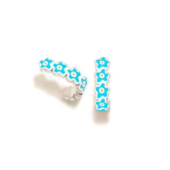 PENDIENTES AGATHA RUIZ DE LA PRADA AROS DE PLATA Y ESMALTE DE FLORES AZULES 015AGT