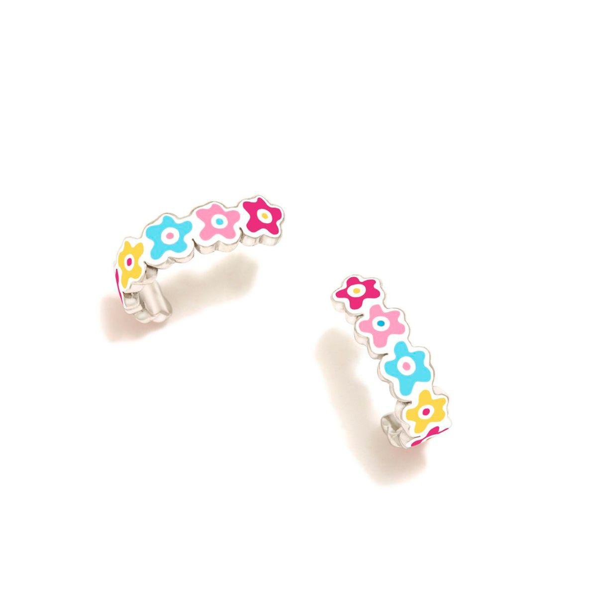AGATHA RUIZ DE LA PRADA SILVER AND ENAMEL EARRINGS WITH COLORFUL FLOWERS 016AGT