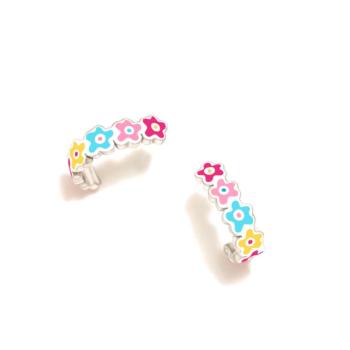 AGATHA RUIZ DE LA PRADA SILVER AND ENAMEL EARRINGS WITH COLORFUL FLOWERS 016AGT