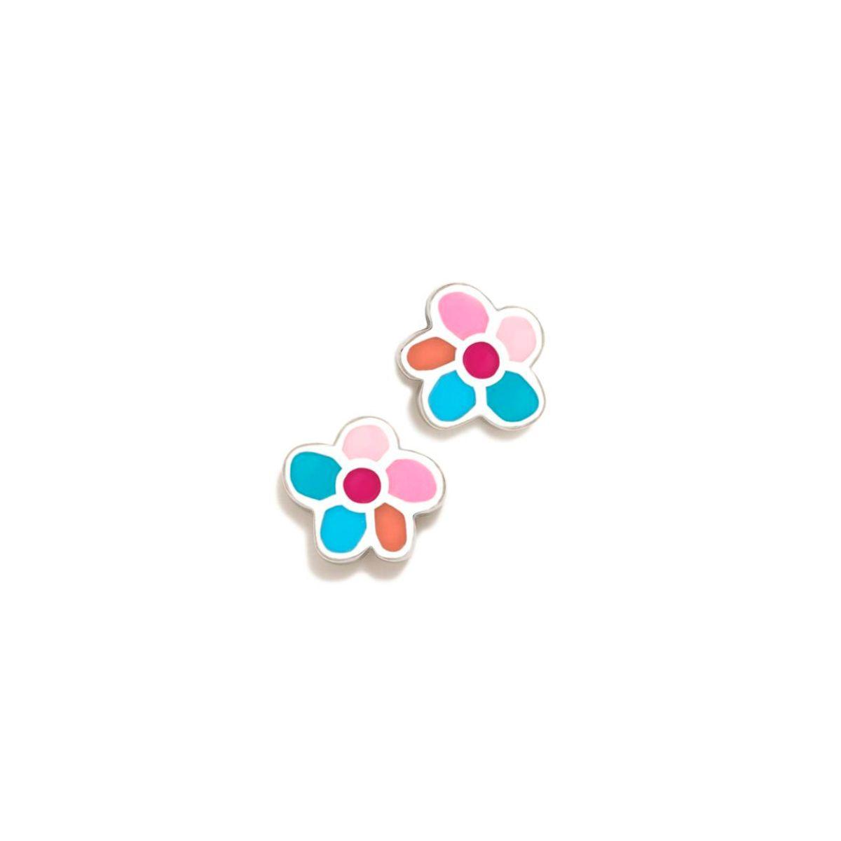 AGATHA RUIZ DE LA PRADA SILVER AND MULTICOLOR FLOWER ENAMEL EARRINGS 017DIV