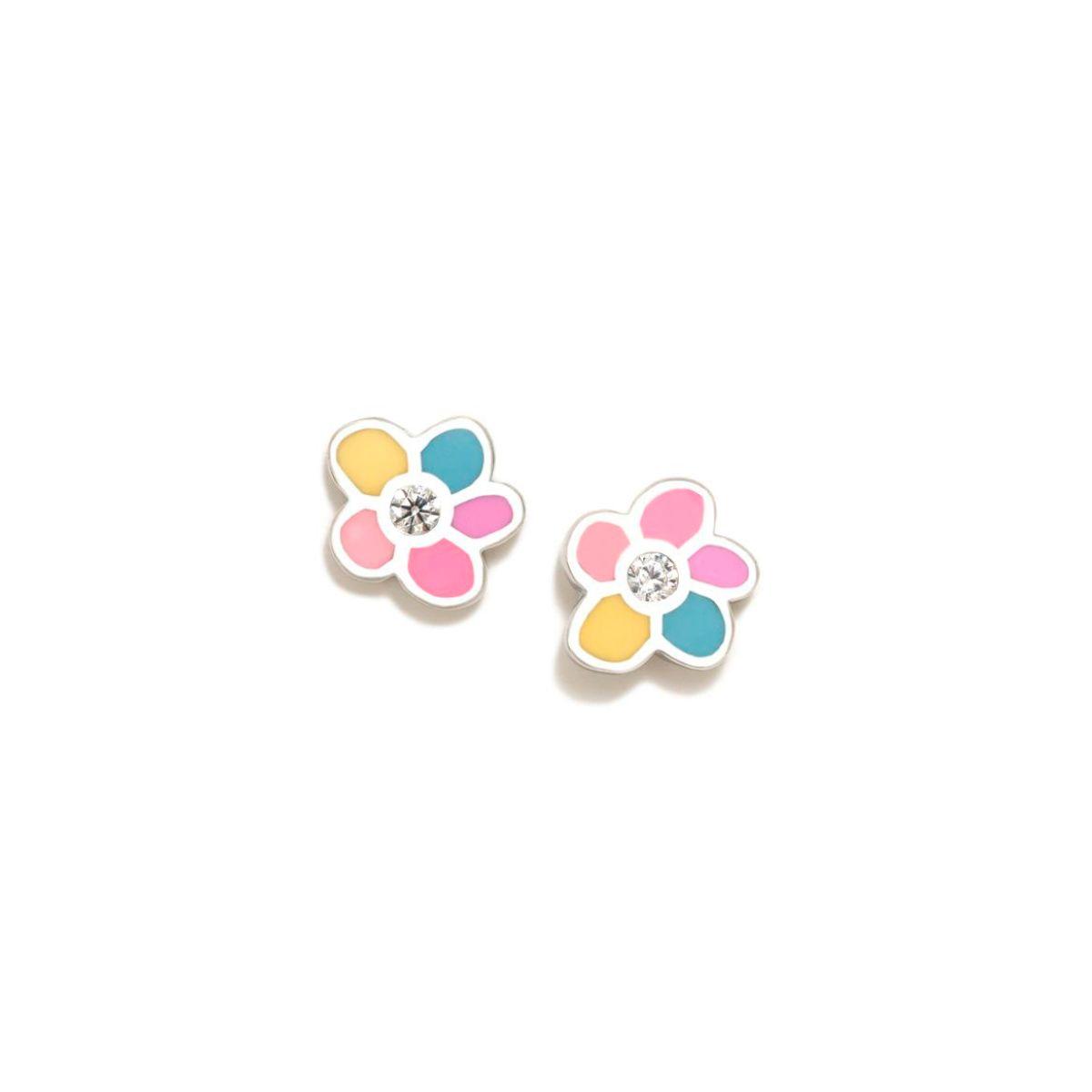 AGATHA RUIZ DE LA PRADA SILVER AND MULTICOLOR FLOWER ENAMEL EARRINGS 018DIV