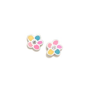 AGATHA RUIZ DE LA PRADA SILVER AND MULTICOLOR FLOWER ENAMEL EARRINGS 018DIV