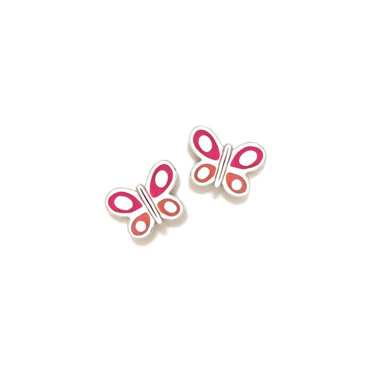 PENDIENTES AGATHA RUIZ DE LA PRADA DE PLATA Y ESMALTE DE MARIPOSA ROSA Y NARANJA 021DIV