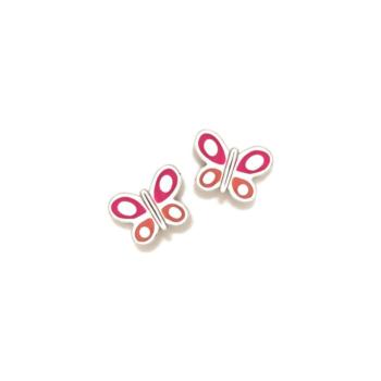 PENDIENTES AGATHA RUIZ DE LA PRADA DE PLATA Y ESMALTE DE MARIPOSA ROSA Y NARANJA 021DIV