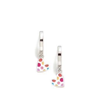 PENDIENTES AGATHA RUIZ DE LA PRADA AROS DE PLATA Y ESMALTE CON CORAZON TOPOS DE COLORES 027DIV