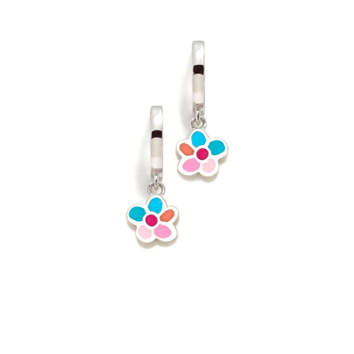PENDIENTES AGATHA RUIZ DE LA PRADA AROS DE PLATA Y ESMALTE CON FLOR MULTICOLOR 036DIV