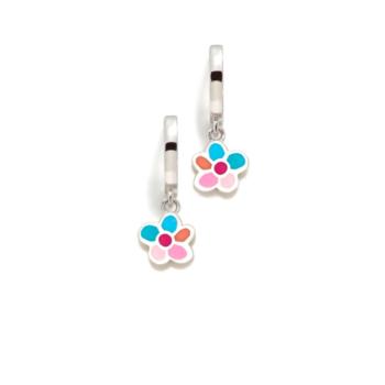 PENDIENTES AGATHA RUIZ DE LA PRADA AROS DE PLATA Y ESMALTE CON FLOR MULTICOLOR 036DIV
