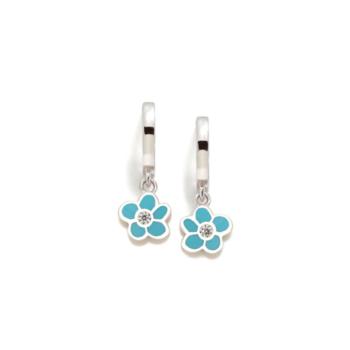 PENDIENTES AGATHA RUIZ DE LA PRADA AROS DE PLATA Y ESMALTE CON FLOR AZUL Y CIRCONITA 038DIV