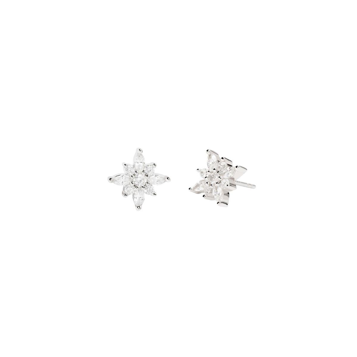 MABINA POLAR STAR EARRINGS IN SILVER AND ZIRCONIAS 563924