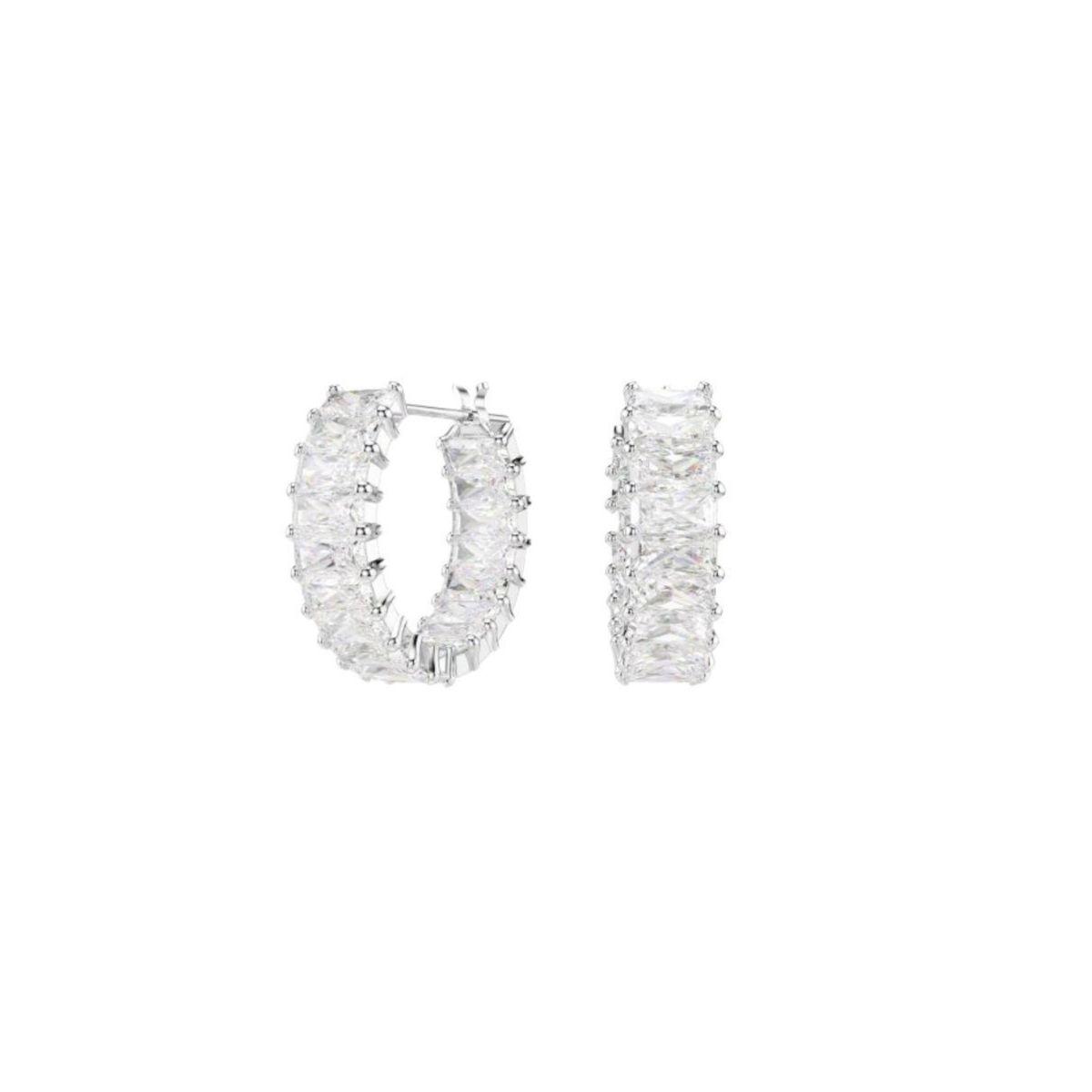 SWAROVSKI MATRIX HOOP EARRINGS RHODIUM PLATED 5733397