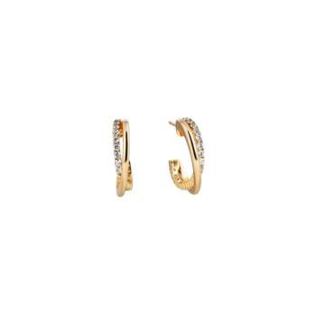 PENDIENTES VIDAL & VIDAL AROS ENTRELAZADOS BAÑADOS CON ORO MACIZO DE 18 KTS CON CIRCONITAS G4014