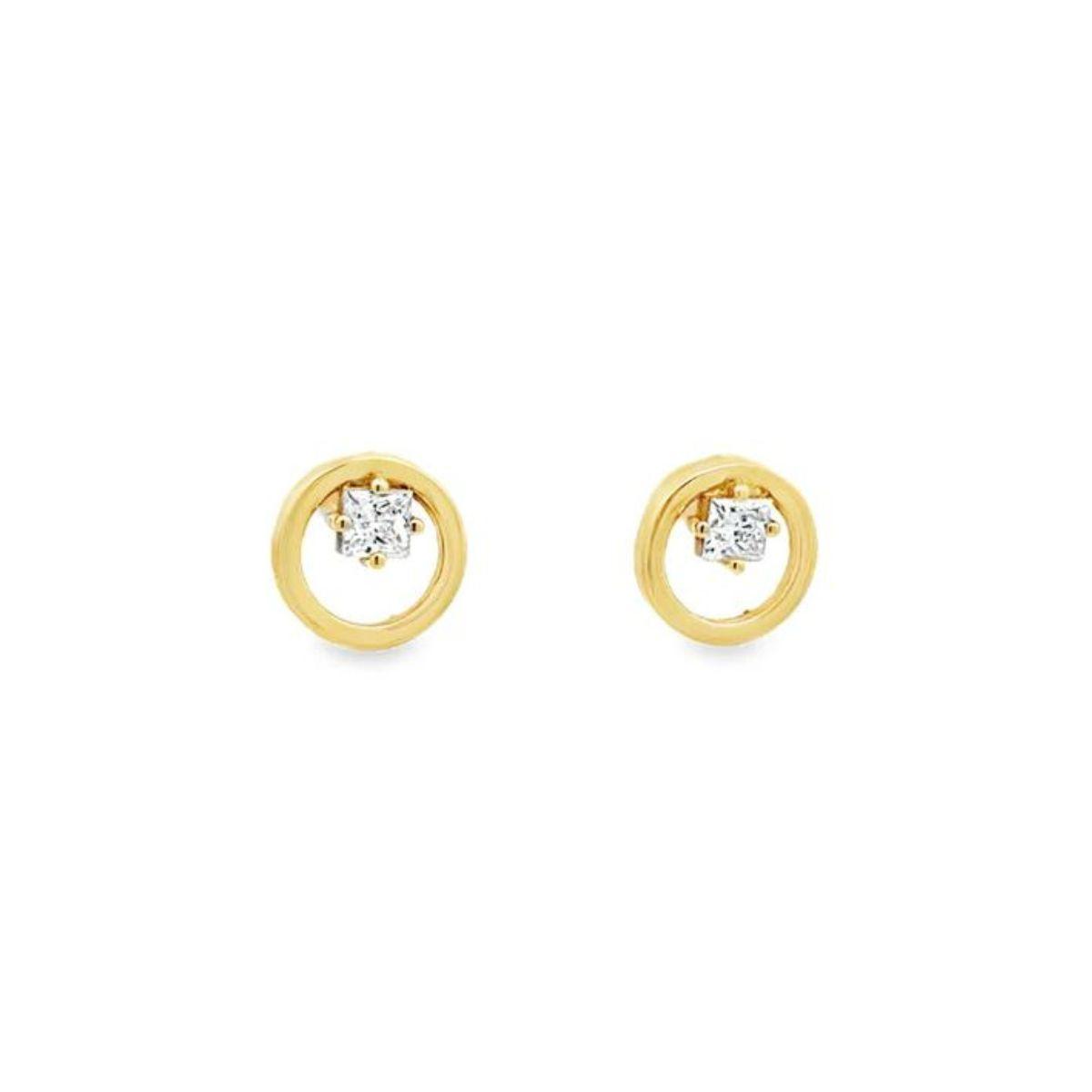 PENDIENTES LOMIKO DE ORO 9K Y DIAMANTES CULTIVADOS TALLA PRINCESA 0,16CT KPE0008A