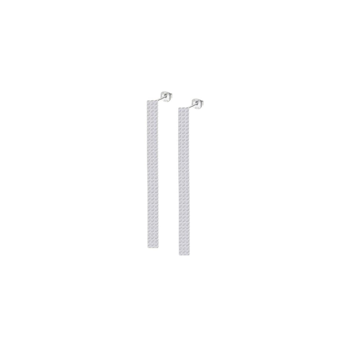 PENDIENTES LOTUS SILVER DE PLATA LARGOS Y CIRCONITAS BLANCAS LP3804-4/1