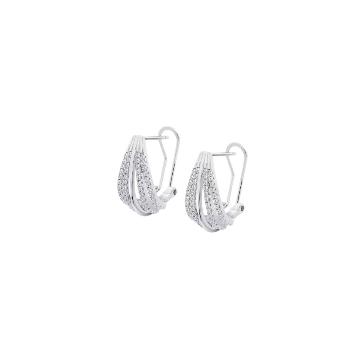 PENDIENTES LOTUS SILVER DE PLATA Y CIRCONITAS BLANCAS CON CIERRE OMEGA LP3808-4/1