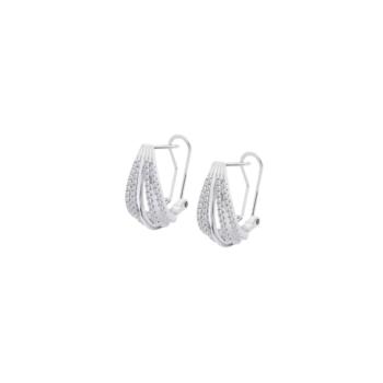 PENDIENTES LOTUS SILVER DE PLATA Y CIRCONITAS BLANCAS CON CIERRE OMEGA LP3808-4/1