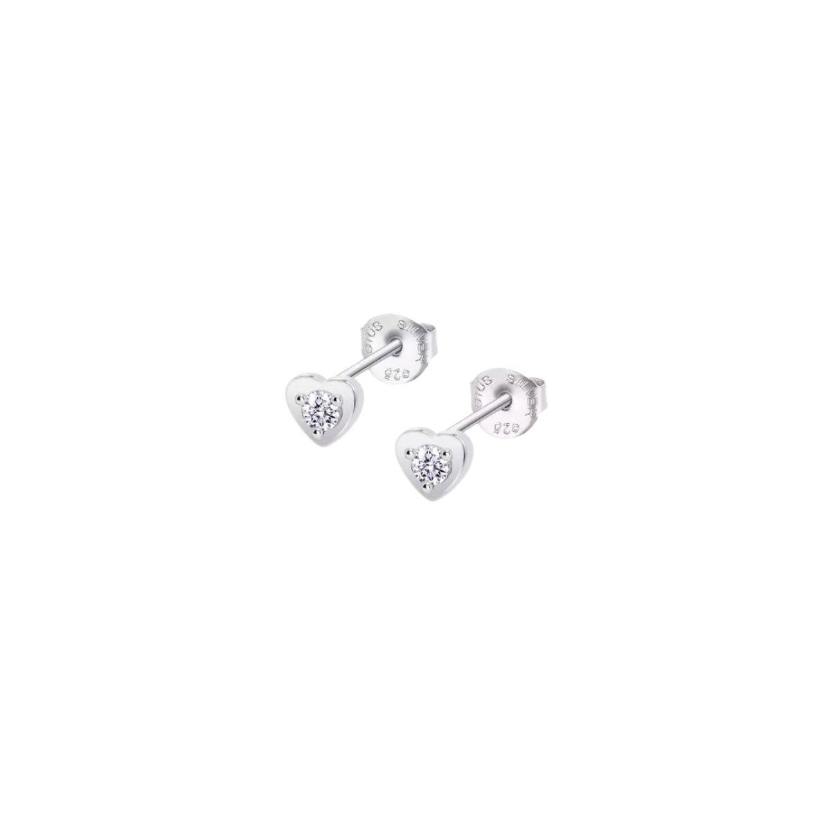 LOTUS SILVER EARRINGS IN SILVER AND HEART-SHAPED ZIRCONIAS LP3849-4/1