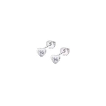LOTUS SILVER EARRINGS IN SILVER AND HEART-SHAPED ZIRCONIAS LP3849-4/1