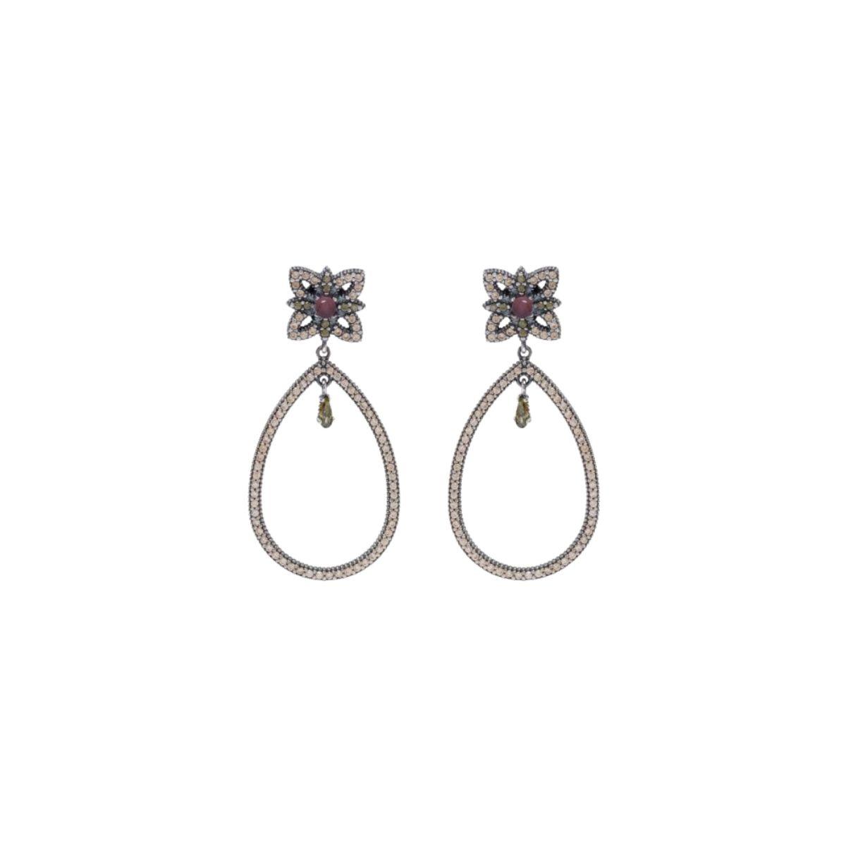 SUNFIELD SILVER EARRINGS WITH PINK TOURMALINE AND ZIRCONIAS PE065492