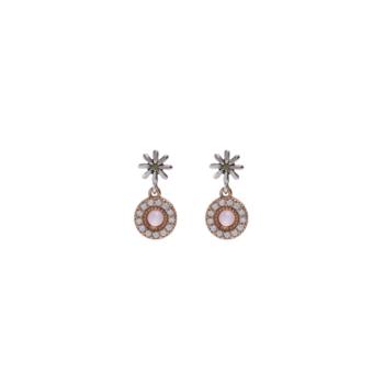 SUNFIELD ROSE GOLD PLATED SILVER EARRINGS WITH ROSE QUARTZ AND ZIRCONIAS PE065520/2