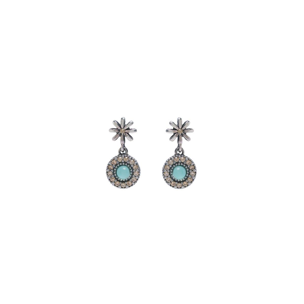 SUNFIELD ANTIQUE SILVER EARRINGS WITH AQUAMARINE AND ZIRCONIAS PE065520