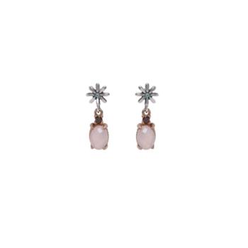Sunfield rose quartz and silver earrings with a central stone